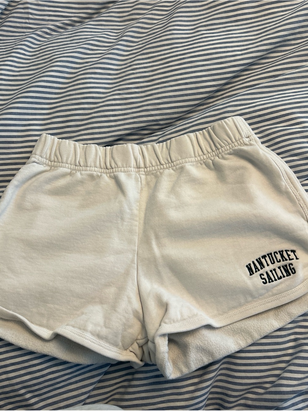 Brandy Melville Cream Athletic Shorts with Black Nantucket Sailing Logo